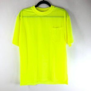 Jorestech Mens Safety Division T Shirt Short Sleeve Pocket Neon Yellow Size M